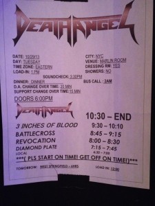 Death Angel Timeline for the night.